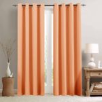 Light Reducing Curtain Panels for Bedroom 84 in Length Moderate Blackout Curtains for Living Room Darkening Triple Weave Window Curtains Grommet Top Drapes, 1 Panel, Orange