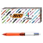 BIC 4-Color Grip Ballpoint Pen, Orange Barrel, Fine Point (0.8mm), Assorted Inks, 3-Count