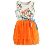 Csbks 1 2 3 4 5 Years Kid Girls Cute Floral Sundress Tulle Tutu Skirt Tank Dress 2T Orange