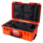 Orange & Black Pelican “Colors” series 1535 Air case, with TrekPak Dividers & lid organizer.