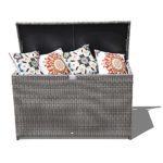 Orange Casual Patio Aluminum Frame Resin Wicker Storage Bin Deck Box 140-Gal (Grey Gradient)