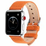 Fullmosa Compatible Apple Watch Band 44mm 42mm 40mm 38mm, 8 Colors Canvas NATO Style Compatible with Apple Watch Series 4 (44mm) Series 3 Series 2 Series 1 (42mm),44mm 42mm Pumpkin Orange