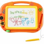 CCLIFE 12.6 Inch Magnetic Drawing Writing Graffiti Board, Portable Magnet Doodle Board with 1 Magnetic Pen & 2 Stampers 4 Color for Kids Babies Toddlers Children Girls Boys Mini Home Travel (Orange)
