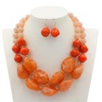 Ufraky Fashion Jelly Color Beads Statement Necklace and Earrings Set for Women Gift