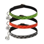 Golden Panda Reflective Cat Collar with Bell, Set of 3, Mixed Colors, Solid & Safe