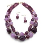 Ufraky Women’s Acrylic Candy Color Double Layer Pendant Statement Necklace Earrings Set