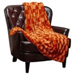 Chanasya Super Soft Fuzzy Faux Fur Elegant Rectangular Embossed Throw Blanket | Fluffy Plush Sherpa Cozy Pumpkin Microfiber Blanket for Bed Couch Living Room Fall Winter Spring (50″ x 65″) – Orange
