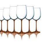Orange Wine Glasses with Beautiful Colored Stem Accent – 19 oz. set of 6- Additional Vibrant Colors Available