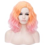 14″ Women Short Wavy Curly Wig Orange pink Bob Wig Cosplay Halloween Synthetic Wigs 22 Colors Available
