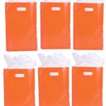 GIFTEXPRESS Pack of 50, 8.75″X12″ Orange Plastic Bags/Orange Treat Bags/ Orange Goody Bags/ Halloween Treat bags/ Halloween goody bags