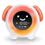 OYRGCIK Kids Alarm Clock Children Sleep Trainer with Rechargeable Battery USB Charger Night Light Clock with 7 Colors Changing Lights 4 Rings for Toddlers Girls Boys Bedroom Teach Time to Wake, Orange