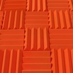 Soundproofing Acoustic Studio Foam – Orange Color – Wedge Style Panels 12in x 12in x 3 Inch Thick Tiles
