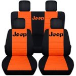 Designcovers Fits 2013 to 2017 Jeep Wrangler 4 Door Paw Print Seat Covers 21 Color Options (Black and Orange)
