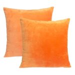 sykting Throw Pillow Covers Decorative Square Accent Cushion Covers Set of 2 for Sofa Couch Bed 18 x 18 inches Soft Short Plush Solid Orange