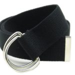 Canvas Web Belt Double D-Ring Buckle 1.5″ Wide with Metal Tip Solid Color