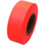 Flagging Tape 1-3/16″ Non-Adhesive Plastic Ribbon, Fluorescent Orange