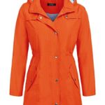 SoTeer Womens Lightweight Hooded Raincoat Active Outdoor Waterproof Jacket (Orange, S)
