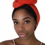 Rayna Josephine Solid Color Head Wrap -Stretch Long Hair Scarf Turban Tie (Orange Spice)