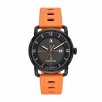 One Eleven Men’s SW1 Solar Quartz Stainless Steel and Silicone Casual Watch, Color: Black, Orange (Model: CBOE2008)