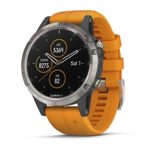Garmin Fenix 5 Plus, Premium Multisport GPS Smartwatch, Features Color TOPO Maps, Heart Rate Monitoring, Music and Garmin Pay, Titanium with Orange