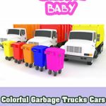 Colorful Garbage Trucks Cars Race for Baby Learn Color