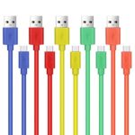 Micro USB Cable, Pofesun [5-Pack] 6 Feet High Speed Micro USB Cable USB 2.0 A Male to Micro B Sync and Charging Cord for Samsung, HTC, Motorola, Nokia, Android and More(Blue+Red+Green+Orange+Yellow)