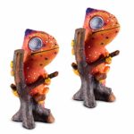 Chameleon Solar Garden Decorations Figurine | Outdoor LED Decor Figure | Light Up Decorative Statue Accents for Yard, Patio, Lawn, Balcony, or Deck | Great Housewarming Gift Idea (Orange, 2 Pack)