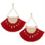 Retro Colours Woolen Tassel Dangle Stud Earrings Sector Earrings for Women Mothers Day Gift
