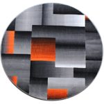 Masada Rugs, Modern Contemporary Round Area Rug, Orange Grey Black (5 Feet X 5 Feet) Round