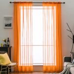 MIULEE 2 Panels Solid Color Sheer Window Curtains Elegant Window Voile Panels/Drapes/Treatment for Bedroom Living Room (54X63 Inches Orange)