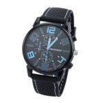 Acamifashion Men Casual Quartz Analog Silicone Band Stainless Steel Sports Wrist Watch