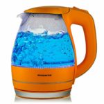 Ovente 1.5L BPA-Free Glass Electric Kettle, Fast Heating with Auto Shut-Off and Boil-Dry Protection, Cordless, LED Light Indicator, Orange (KG83O)