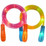 Jump Rope Kids Girls Boys – 2 Pack Light Up Jump Rope Led Jump Rope Flashing Color Change Skipping Rope for Better Heath Fitness Colorful Rope with Gift Box (Orange Handle and Blue Handle)