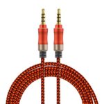 Audio cable,5 Feet 3.5mm Braided audio cable, Male to Male Stereo Aux Cable with Premium Metal, for Smartphones, Tablets and MP3 Player, Orange Color