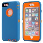 iPhone 8 Plus/7 Plus Case, [Heavy Duty] Built-in Screen Protector Tough 4 in 1 Rugged Shockproof Water-Resistance Cover+Belt Clip Holster [with Kickstand] for Apple iPhone 8 Plus/7 Plus(Orange/Blue)