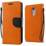 FINCIBO Case Compatible with LG Stylo 4, Fashionable Flap Wallet Pouch Cover Case + Card Holder Kickstand for LG Stylo 4 – Solid Neon Fluorescent Orange
