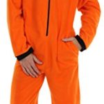 Sleepyheads Men’s Adult Non Footed Fleece Color Onesie Pajama Jumpsuit (SH2200-4030-XL), Orange W-Black Zipper, X-Large