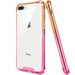 Salawat for iPhone 7 Plus Case, Clear iPhone 8 Plus Case Cute Anti Scratch Slim Phone Case Cover Reinforced TPU Bumper Shock Absorption Protective Case for iPhone 7/8 Plus (Orange Pink)