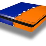 Vinyl Decal Skin Wrap compatible with Sony PlayStation 4 Slim Console Ripped Colors Blue Orange (PS4 NOT INCLUDED)