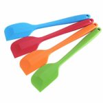 Z ZICOME Set of 4 Large Silicone Spatulas – One Piece Design Kitchen Utensils – 11 Inch Long – 4 Bright Color, Red, Orange, Blue, Green