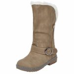 COPPEN Christmas Women Snow Boot Winter Martin Suede Buckle Strap Shoes