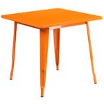 Flash Furniture 31.5” Square Orange Metal Indoor-Outdoor Table