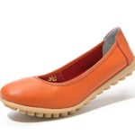 Women’s Solid Color Genuine Leather Ballet Flat Slip On Moccasins Shoes