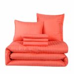 HONEYMOON HOME FASHIONS Queen Comforter Set 6 Piece, 1 x Comforter, 1 x Bedskirt, 2 x Shams and 2 x Decorative Pillows, Coral