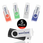 USB Flash Drive 32 GB 5 Pack – USB 2.0 Flash Memery Sticks for Music Photo Data Storage – Swivel Thumb Drive for Computers – Jump Drives Bulk Mixed Colors Black Blue Orange White Green SOCOTRAN