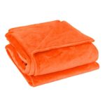 uxcell Flannel Fleece Blanket Soft Lightweight Plush Microfiber Bed or Couch Blanket, Orange Full