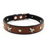 Colorful Personalized Design Skull/Rivet/Star Puppies Cats Collar 9 Colors Optional Red/Yellow/Black/Brown/Pink/Green/Orange/ Rose Red/ Blue (S, Brown (Stars))