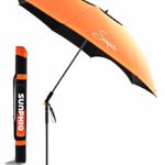 Sunphio Portable Beach Umbrella Heavy Duty with Tilt and Windproof Air Vent for Outdoor Travel, 100% UV Protection, UPF 50+ with Sand Anchor, Carry Bag, Telescoping Pole, Large Patio Sun Shade(Orange)