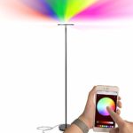 Brightech Kuler Sky – Color Changing Torchiere LED Floor Lamp – Dimmable Light – Remote Control via iOs & Android App – Lamp for Living Rooms, Game Rooms & Bedrooms – Adjustable Pivoting Head – Black