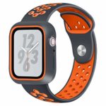 Cywulin Compatible for Apple Watch Band 40mm 44mm, Soft Silicone Sport Wrist Band Loop Replacement Strap Bracelet for iWatch Series 4, Nike+ Sport and Edition (44mm, Orange)